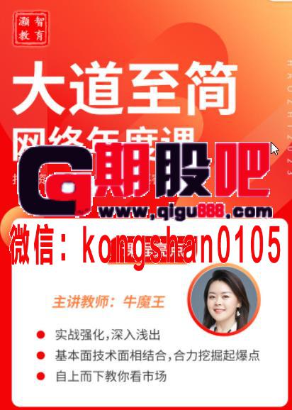 牛魔王 大道至简 高级班股票视频课程