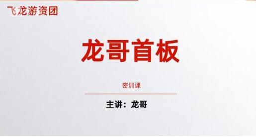 飞龙游资团 龙哥首板密训课 首板战法