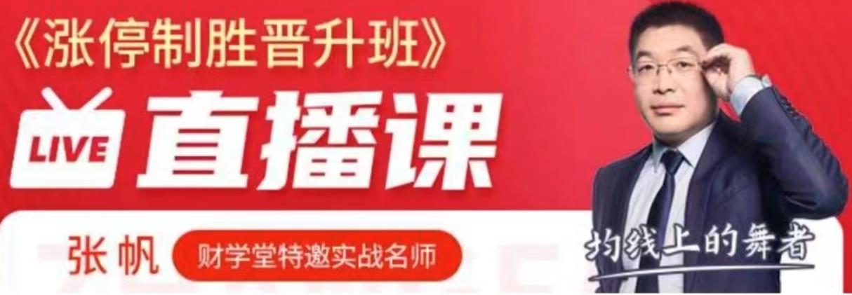 张帆抓板技能提升 涨停制胜晋升班精品小班课